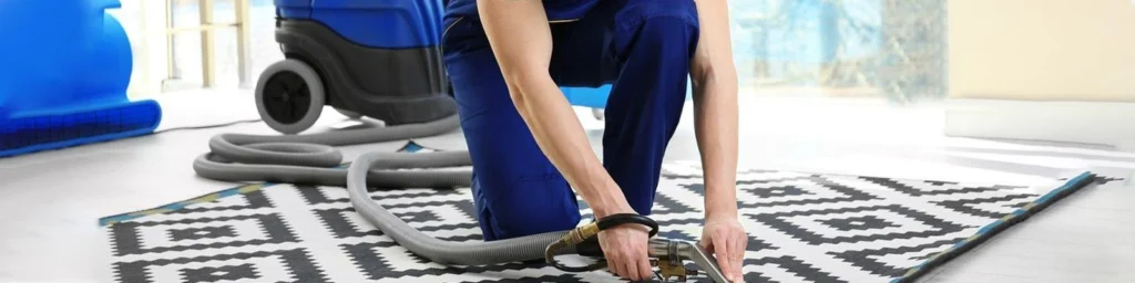 Rug being professionally cleaned